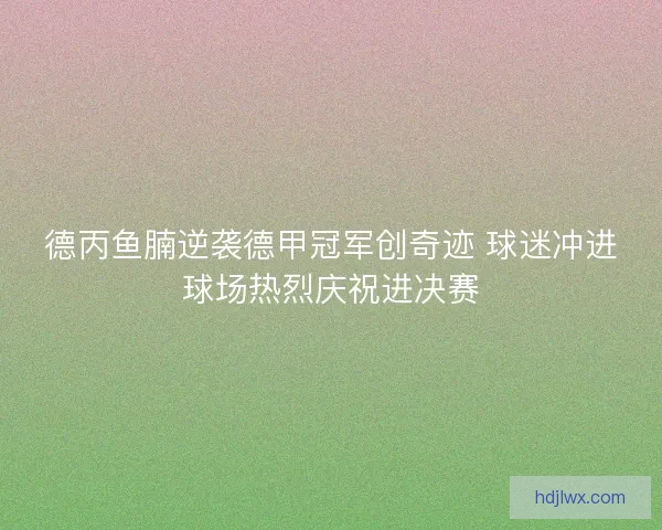 德丙鱼腩逆袭德甲冠军创奇迹 球迷冲进球场热烈庆祝进决赛